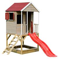 Marimex Detský drevený domček Veranda so šmykľavkou