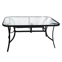 XT1012T Záhradný stôl 150 x 90 cm, čierny s čírym sklom ROJAPLAST 1012T