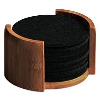 Podložky 12 ks, Ø 10 cm, bambus/plsť, čierne KESPER 59747