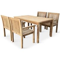 Záhradný drevený nábytok - stôl Garden I. + 4x kreslo Kingsbury, teak NOELA 345917SETK14