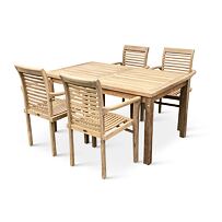 Záhradný drevený nábytok – stôl Garden I. + 4x kreslo Stucking, teak NOELA 3459175