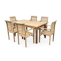 Záhradný drevený nábytok – stôl Garden I. + 6x kreslo Stucking, teak NOELA 3459176
