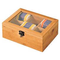 Organizér na čaje, 6 priehradiek, 21,5 x 15 x 8,5 cm, bambus KESPER 58902