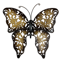 Motýľ kovový hnedý béžový väčší 37 x 34 cm Prodex A00568