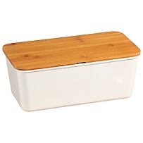 Podnos na chlieb s doskou na krájanie, 34 x 14 x 18 cm, bambus/plast, biely KESPER 58090