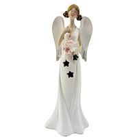 Anjel svietiaci s kvetom a rukou na hrudi, 26 cm, polyston PRODEX KH21B792226B