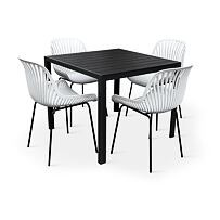 Záhradný jedálenský nábytok - stôl Viking M + 4x stolička Gaby, sivá NOELA 34570497Z