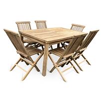 Záhradný drevený nábytok – stôl Garden I. + 6x kreslo Clasic, teak NOELA 3459172