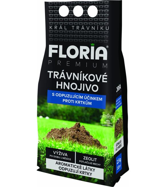 Floria Trávníkové hnojivo s účinkom odpudzujúcim krtkov 2,5 kg AGRO 008215