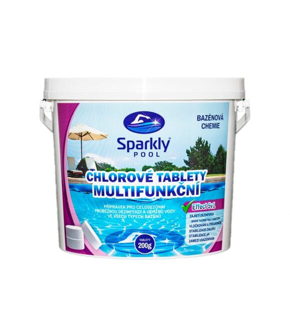 Chlórové tablety do bazéna 5v1 multifunkčné 200 g 3 kg SPARKLY POOL 938068