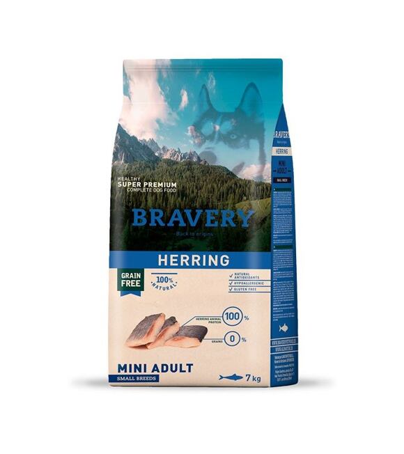 Dog ADULT mini Krmivo pre psov 7kg - sleď BRAVERY 1004870