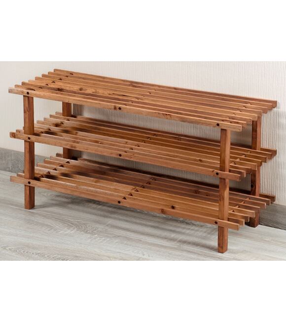 Regál na topánky s tromi policami, 77 x 40 x 26 cm, tmavý KESPER 69733