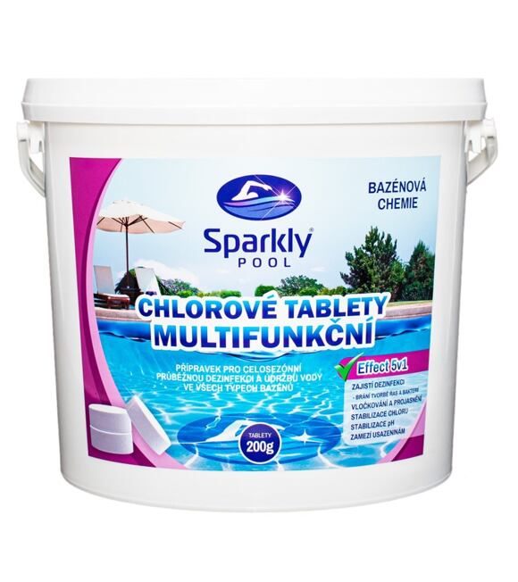 Chlórové tablety do bazéna 5v1 multifunkčné 200 g 5 kg SPARKLY POOL 938069
