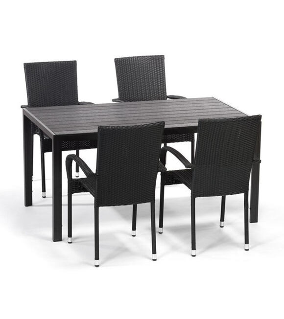 Jedálenský zostava - stôl Vigo L a 4x stoličky Madrid antracit IWHome IWH-10150004
